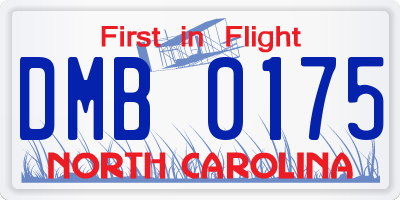 NC license plate DMB0175