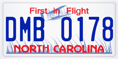 NC license plate DMB0178