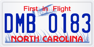 NC license plate DMB0183