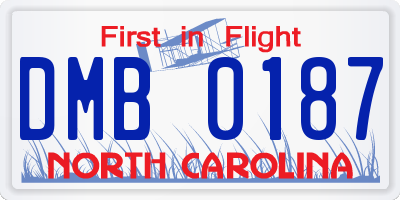 NC license plate DMB0187
