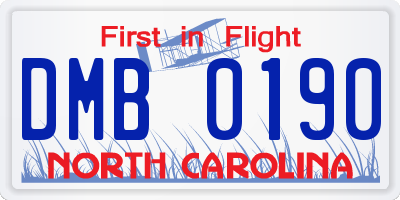 NC license plate DMB0190