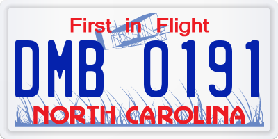 NC license plate DMB0191