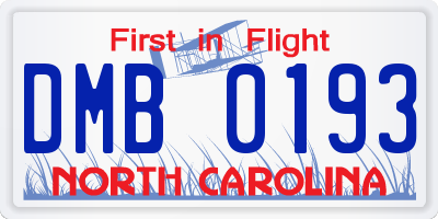 NC license plate DMB0193