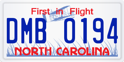 NC license plate DMB0194