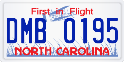 NC license plate DMB0195