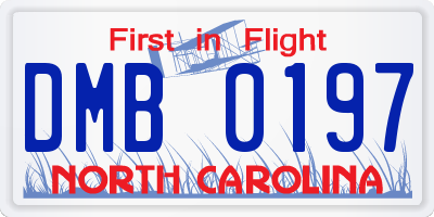 NC license plate DMB0197