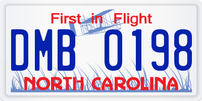 NC license plate DMB0198