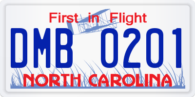NC license plate DMB0201