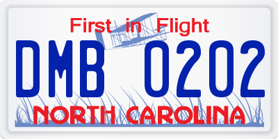 NC license plate DMB0202