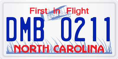 NC license plate DMB0211