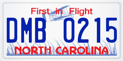 NC license plate DMB0215