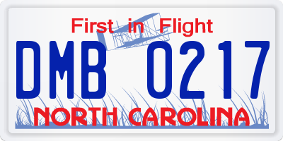 NC license plate DMB0217