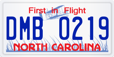 NC license plate DMB0219