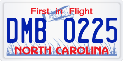 NC license plate DMB0225