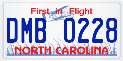 NC license plate DMB0228
