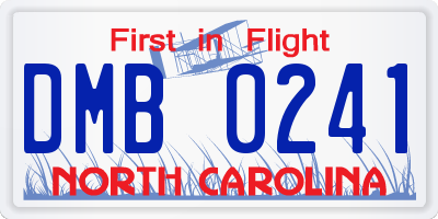 NC license plate DMB0241