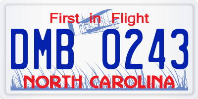 NC license plate DMB0243