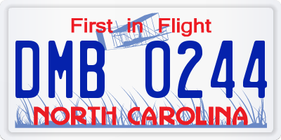 NC license plate DMB0244
