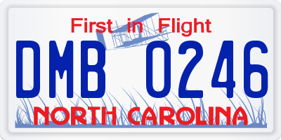 NC license plate DMB0246