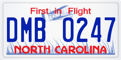 NC license plate DMB0247