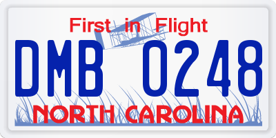 NC license plate DMB0248