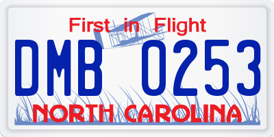 NC license plate DMB0253