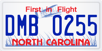 NC license plate DMB0255
