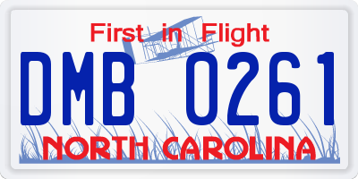 NC license plate DMB0261