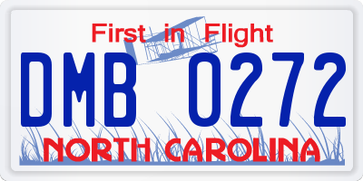 NC license plate DMB0272