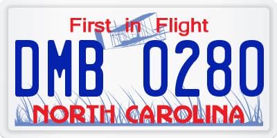 NC license plate DMB0280