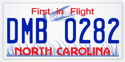 NC license plate DMB0282