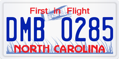 NC license plate DMB0285