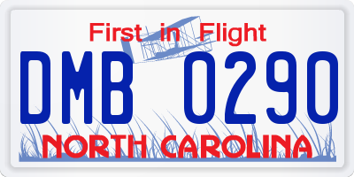 NC license plate DMB0290