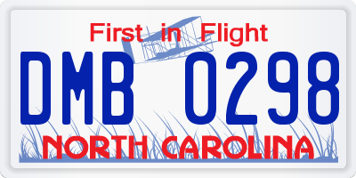 NC license plate DMB0298