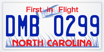 NC license plate DMB0299