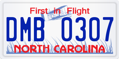 NC license plate DMB0307
