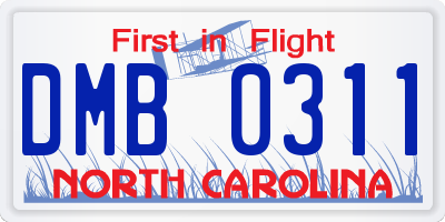 NC license plate DMB0311