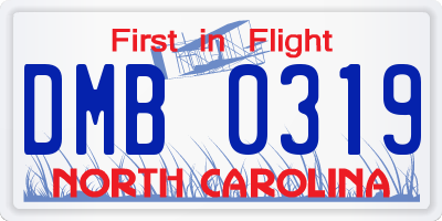 NC license plate DMB0319