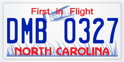 NC license plate DMB0327