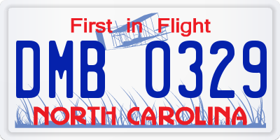 NC license plate DMB0329