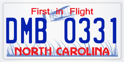 NC license plate DMB0331