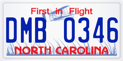 NC license plate DMB0346