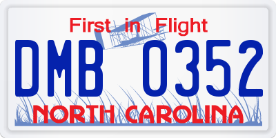 NC license plate DMB0352