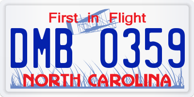NC license plate DMB0359