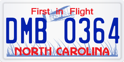 NC license plate DMB0364