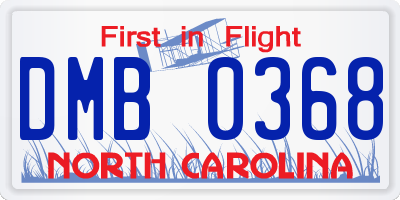 NC license plate DMB0368