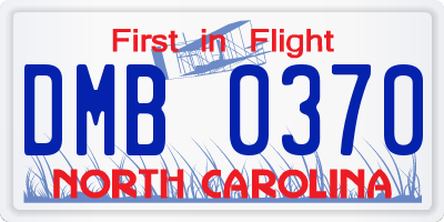 NC license plate DMB0370