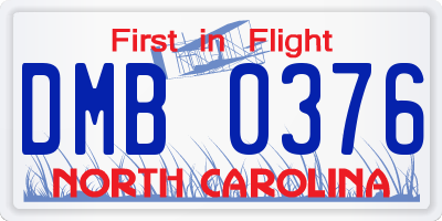 NC license plate DMB0376