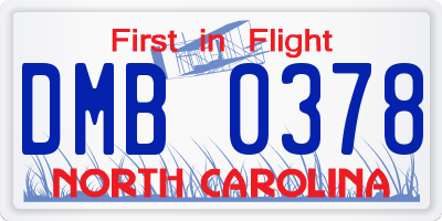 NC license plate DMB0378