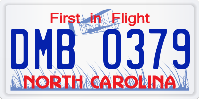 NC license plate DMB0379